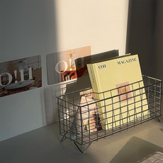 모던 철제 바스켓 수납바구니 소품정리함 스틸 수납정리함, 실버, 1개