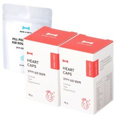 본아페티 하트캡스 강아지 심장 영양제 60정 2개+알약 급여용 필포켓 100g, 2개, 500mg
