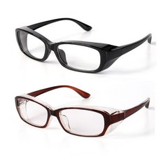 1+1 안전 오염 방지 안경 뿔테 눈 보호 안전고글 비말 차단 데일리 보안경, 1세트, 검정+진그레이