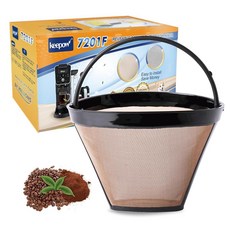 KEEPOW 재사용 가능한 커피 필터 교체용 12컵 Cuisinart 메이커와 호환 골드 톤 바스켓 10-12컵 211497, KEEPOW 재사용 가능한 커피 필터 교체용 12컵,