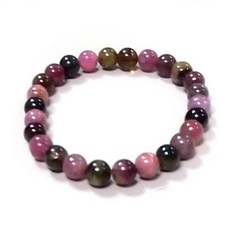 天然碧璽圓珠彈性手環，色彩繽紛，舒適配戴，平衡能量, 1個