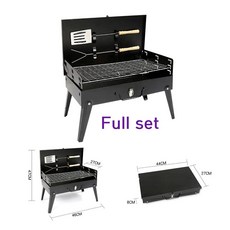 C 야외 가방형 접이식 휴대용 숯불 바베큐 캠핑 그릴 화로대 46x27x47cm, 1세트