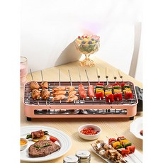 가정용 전기그릴 미니 멀티 화로 나혼자산다 박세리 화로 꼬지(그릴판미포함), 핑크