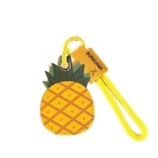 BORKUANA 에어태그와 호환되는 가죽 키체인 홀더 케이스 키링과 랜야드가 있는 귀여운 보호 커버 지갑 열쇠 가방 반려동물용 긁힘 방지 파인더 GPS 트래커 케이스(블, 파인애플