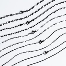 크레비쥬 블랙 써지컬스틸 목걸이 여자 남자 커플 체인목걸이