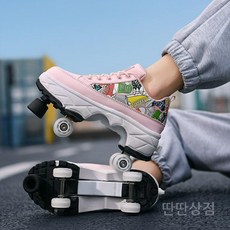 바퀴달린신발 바퀴달린 인라인 신발 성인용 스케이트 롤러 로우탑 롤러화 외출용 화이트, T. 그랜드 4륜 그래피티(브레이크 포함)