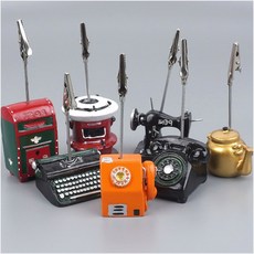 엔틱 메모클립 인테리어 메모꽂이 사진 명함 종이 홀더 집게, 미싱기