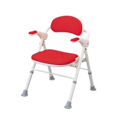 【海夫健康生活館】日本安壽 TS型 扶手可掀 收摺自行站立 淋浴椅 護理洗澡椅 紅色(HEFN-8), 1個