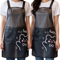 웰지움 반투명 방수 앞치마 주방 업소용 1+1, 1세트, 반투명 블랙 + 반투명 블랙