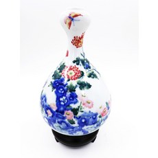 精緻手繪花卉陶瓷花瓶 居家裝飾擺件 客廳臥室適用 提升空間美感與品味, 藍色,白色,法華彩骨瓷