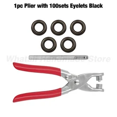 그로밋 아일렛 플라이어 세트 구멍 펀치 100 금속 가죽 공예용 1, [02] 4mm 100sets, 04 100sets Black