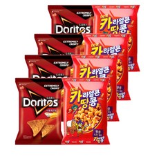 롯데 크라운 과자세트 도리토스 나쵸치즈 84gx4P+카라멜콘땅콩 72gx4P (총8P), 1세트, 624g