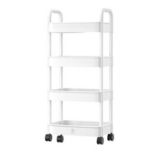 [다용도 수납 선반] 허니앤코 이동식 트롤리 4단, 1개, 화이트