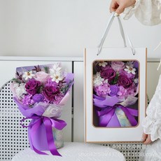 永生玫瑰花花束節日禮物成品三朵小花束永生花成品禮盒 永生花, 19款 櫥窗禮盒:1個