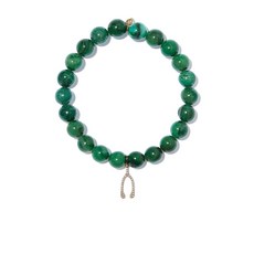 시드니에반 14K 옐로 골드 버다이트 다이아몬드 위시본 참 비즈 브레이슬릿