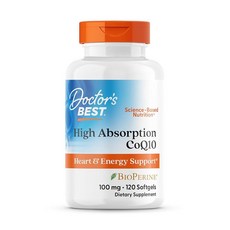 닥터스베스트 고흡수 코엔자임 코큐텐 바이오페린 100mg 소프트젤 120정, 120 Count (Pack of 1), 1개