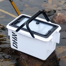 DHN 溪流釣魚桶 便攜式小型釣魚箱 附配件, 溪流箱【裸箱】-白色
