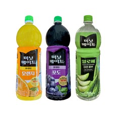 코카 미닛메이드 1.5L 오렌지+포도+알로에 총 3개 PET 과일주스