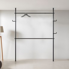 衣架專家 堅固耐用固定式衣架 寬型2層 38mm, 黑色