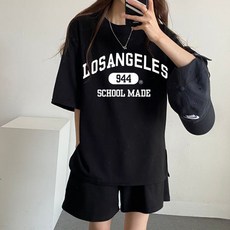 릴리제인 여성용 루즈핏 반팔 반바지 트레이닝복 세트