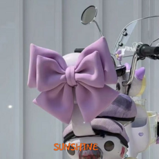 SUNSHINE 오토바이 헬멧 대형 리본 장식 악세사리, 보라