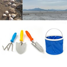 ZIO-BIZ 갯벌체험 해루질장비 스텐 4종세트 / 해루질 체험학습 조개잡이 조개캐기 갈고리 갈퀴 호미 수집통 조개통 해루질도구, 1개
