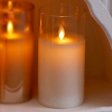 LED 초 글라스 흔들리는 촛불 캔들 조명 건전지 양초, 투명, 대