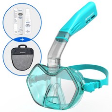 스윔어바웃 프리딥 스노쿨링 마스크 세트 + 안티포그 스프레이, 아쿠아 그린