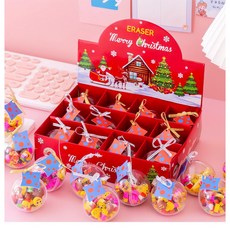 可愛造型 擦拭乾淨, 1個, 聖誕球裝橡皮擦, 繽紛色彩