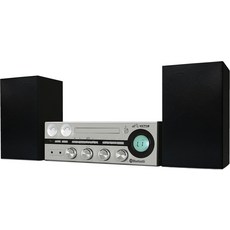 빅터 밀워키 50와트 데스크톱 블루투스 스테레오 시스템CDMP3 플레이어 FM 라디오 기능하는 VU 미터 분리형 스피커 포함 실버VDTS-4400-SL, Silver, Round Display