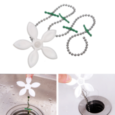 화장실 배수구 머리카락 제거줄 하수구 꽃모양 이물질 거름체인 간편한 비치형 싱크대 청소줄