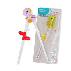 JoyBaby 三階段學習筷 環扣可拆三階段成長型學習餐具 造型兒童學習筷, 粉色小恐龍-指環可拆, 1個