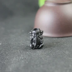 태국 앉아있는 코끼리 황동 칼 구슬 EDC 야외 DIY 우븐 파라코드 랜야드 참 펜던트 레트로 액세서리, 03 black