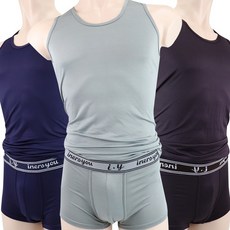 이너스유 남성 런닝+드로즈 IMDR01 3종 SET 남자 쿨런닝 쿨팬티 세트 면 스판 메리야스