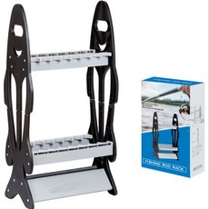 【Rising】釣竿展示架 16竿魚竿架 釣竿收納架 展示架 置竿架 鐵板竿, Black