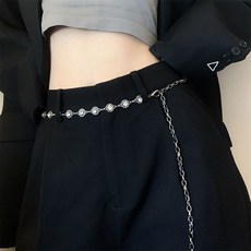 花朵金屬腰鍊 韓版女士鏈條褲帶 簡約裝飾細皮帶