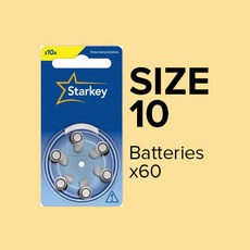 스타키배터리 10번 60개 노란색 보청기배터리10 60알 금강보청기, 스타키배터리 10번 60알, 1세트