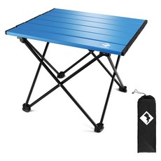 VILLEY 접이식 캠핑 테이블 최대 하중 30KG 미끄럼 방지 알루미늄 경량 휴대용 가방 포함 선물용 마당정원 캠핑 피크닉 등산 여행, 블루