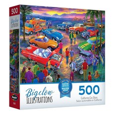 RoseArt - Chris Bigelow Illustrations Canyon Express 500피스 직소 퍼즐 시골 사막 풍경의 다채로운 기차 성인 완성 사이즈 45.7, California Car Show