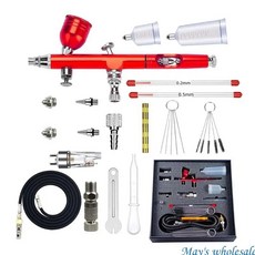 에어 브러시 키트 액션 총 바늘 노즐 중력 사료 유체 컵, 1개, 2. Red