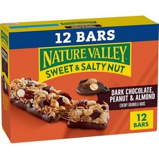 Nature Valley Sweet and Salty Nut 그래놀라 바, 12개(1팩), 다크 초콜릿 땅콩 아몬드