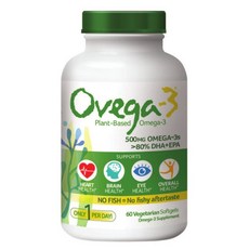 OVEGA-3 Omega 3s DHA+EPA素食軟膠囊, 1罐, 60顆, 1罐