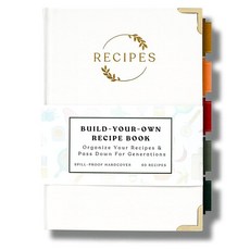 Kikaze Collection 빈 레시피 노트 | 나만의 레시피에 쓸 수 있는 작은 빈 레시피 북 | 60가지 레시피를 위한 장인 하드커버 저널 | 21.3 x 15.2cm(, 화이트