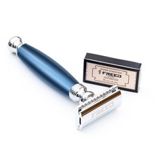 FREED 封閉式復古雙刃安全刮鬍刀- 時尚藍 (附刀片10片), 1個, 1個裝