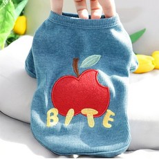 코코스튜디오 강아지 애플베어 티셔츠, 블루, 1개