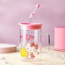 대목 빨대 유리컵 700ml 인디핑크 투명머그컵
