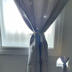 붙이는 스타펀칭 찍찍이 암막커튼 그레이