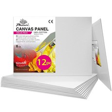 PHOENIX 페인팅 캔버스 패널 20.3 x 25.4cm 8 10인치 12개 밸류 팩 - 226.8g 8온스 삼중 밑칠 100% 면 중성 보드 페인팅용 아크릴 유화용 화이트, 화이트._6 x 8