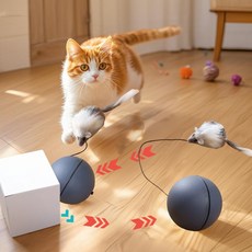 윈티크 고양이 자동으로 움직이는 스마트볼 쥐잡기 장난감, 그레이, 1개