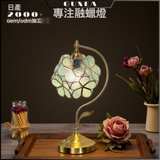 GUXEA 花瓣檯燈 歐式復古臥室裝飾燈, 水波紋亞克力光效版本7w三色:1個